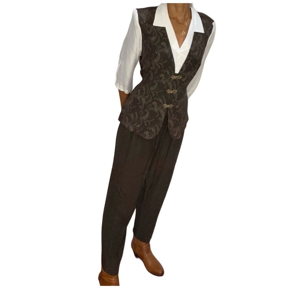 Tori Alexander Vtg Skirt Suit Set Blazer Vest Sz 14P NWT Deadstock Old Money - Picture 2 of 9